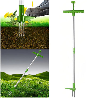 Stand up Weeder Root Removal Tool with 3 Claws & Foot Pedal Garden Manual Weeder Long Handle Weeding Tool for Outdoor Yard Grass