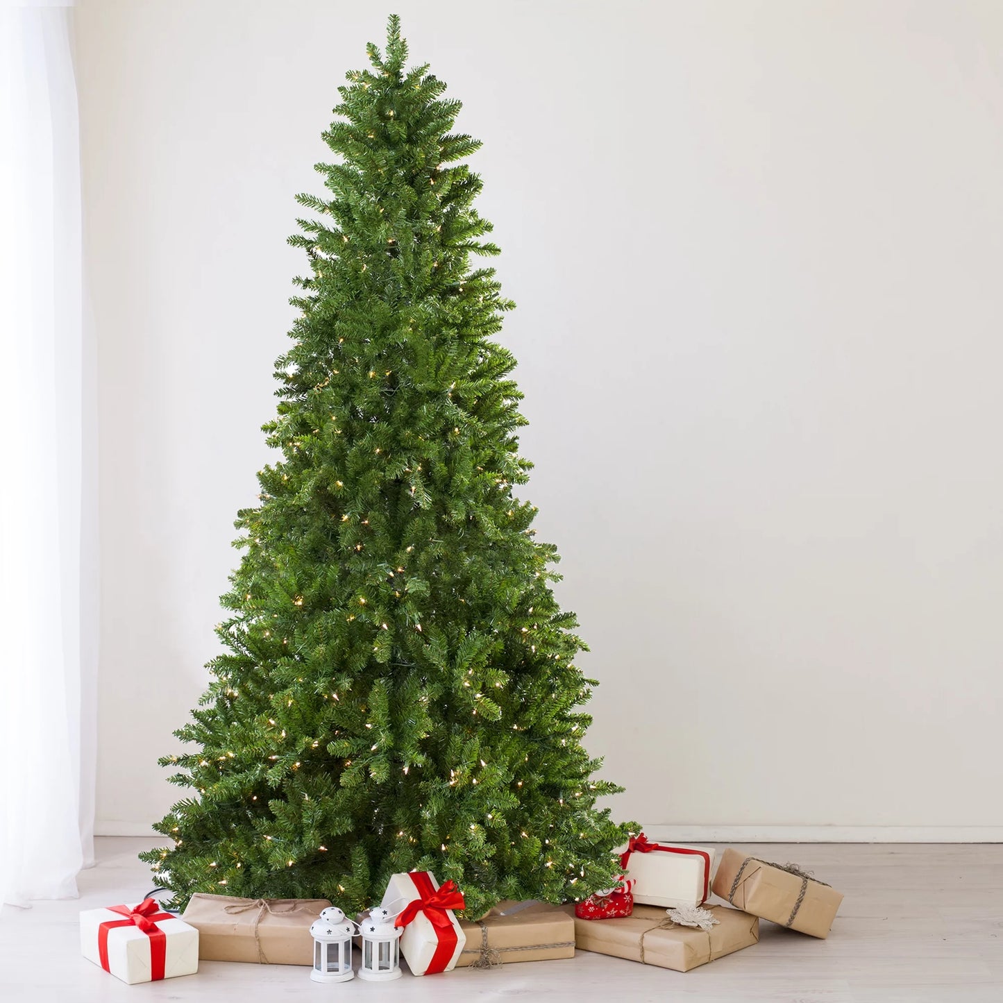 10' Prelit Artificial Christmas Tree Slim Eastern Pine - Clear Lights