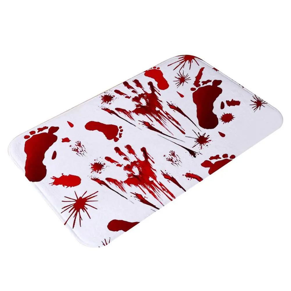 Halloween Blood Footprint Doormat Water-Absorbent Mat Living Room -Slip Carpet Absorbent Shower Bath Mat Bedroom Door